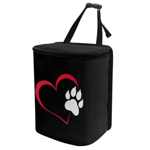 Image of Cute Love Paw Car Trash Can with Lid Car Garbage Can Car Waste Basket, Leak-Proof Car Trash Bin, Car Trash Hanging Car Accessories Interior Car Organizer Bag