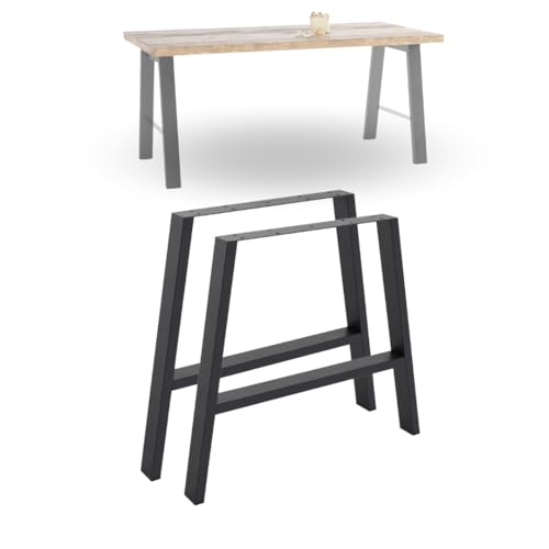 NWELD Pieds de table en métal noir - 72 x 55 cm - Patins de table - Loft - Style industriel - Pour table basse, table à manger, bureau