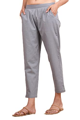 Image of Women's Cotton Ankle Fit Trouser Pants for Women & Girls | Women Regular Fit with Two Pocket Trouser for Office School Formal Casual Daily Use