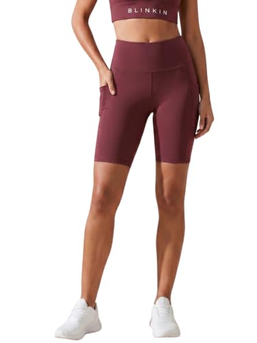 Image of BLINKIN Women's Shorts Gym Tights with 2 Pockets - High Waisted Tummy Control Cycling Tights & Yoga Pants for Women Workout Activewear (3030)