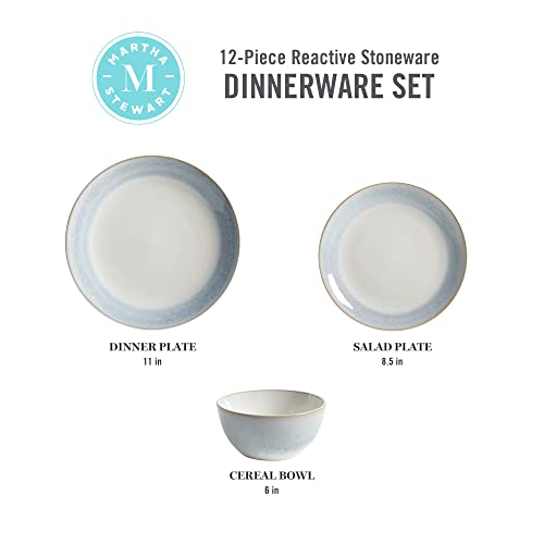 Martha-Stewart-Perry-Street-Stoneware-Reactive-Dinnerware-Set-White-wBlue-Rim-Service-for-4-12pcs Martha Stewart Perry Street Stoneware Reactive Dinnerware Set White wBlue Rim Service for 4 12pcs