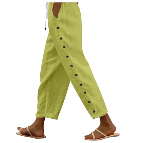 Striped Linen Pants for Women 2025 Plus Size Trendy Summer Straight Leg Casual Elastic Waist Cropped Beach Trousers