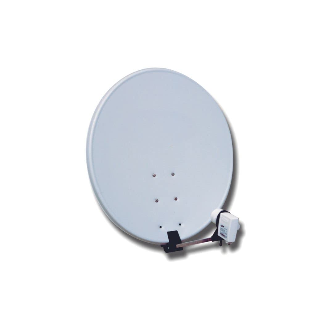 Antenna Parabola Satellite - Ø 80 cm - in Acciaio - con LNB Universale - Bianco