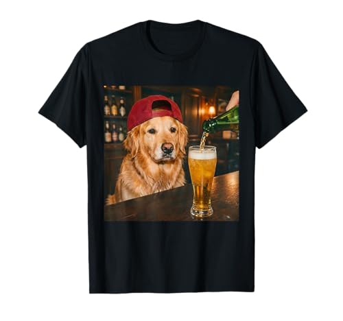 Funny Golden Retriever Drinking Beer Meme T-Shirt