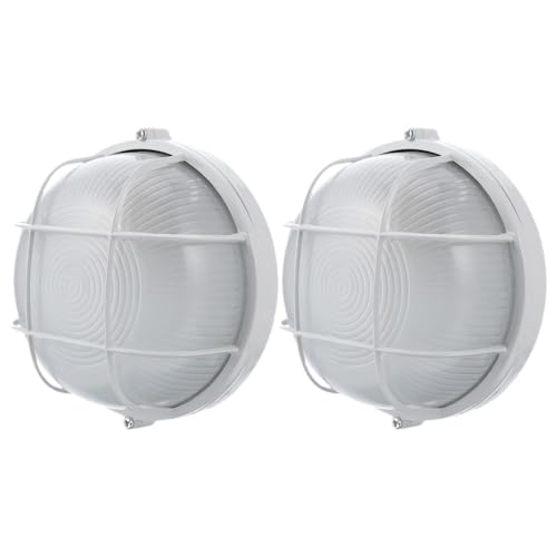 Yardwe 2pcs Sauna Room Explosion-Proof Lamp, Waterproof Grid Bulkhead Ceiling Light for Sauna Steam Room, Anti-High Temperature Proof Round Pools Hot Tubs Lamp
