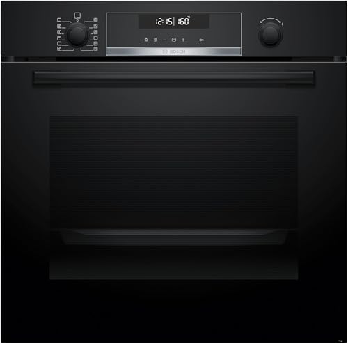 Bosch HBG578BB3 Serie 6, Forno da incasso, Pirolisi: pulizia del forno senza sforzo, Display LCD bianco, Funzione AirFry, 30 programmi automatici, Nero, 60 x 60 cm