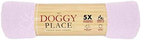 Grooming - My Doggy Place - Super Absorbent Microfiber Towel - Dog Bathing Supplies - Microfiber Drying Towel - Washer Safe - Pink with Paw Print - 45 x 28 in - 1 Piece