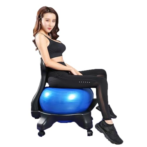Yoga Ball Chair Blue Balance Ball Seat with Back, Ergonomic Yoga Ball Chair for Kids Teenagers Adults, Comfort Exercise Ball for Core Strength Training