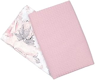Tkanina bawełniana na metry komplet tkanin: 2x 100x160 cm - materiały do szycia tkaniny bawełniane wafel pique motyw róży i różu
