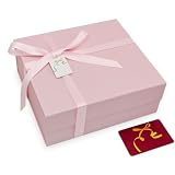 BloomWrap Grande Scatola Regalo Rosa con Coperchio 33.5 x 30 x 12.5 cm, Confezione Pieghevole Brillante con Chiusura Magnetica, Nastro, Biglietto ed Etichetta