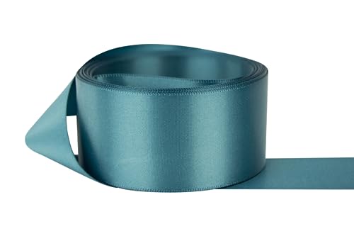 Image of Ribbon Bazaar Double Faced Satin - Premium Gloss Finish - 100% Polyester Ribbon for Gift Wrapping, Crafts, Scrapbooking, Hair Bow, Decorating & More - 5 /8 inch Blue Haze 50yd Spool