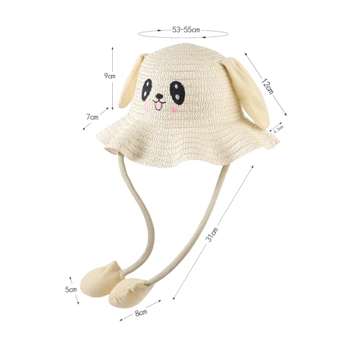 ITODA Kids Bunny Sun Hat with Moving Ears Straw Jumping Ear Funny Cute Bucket Summer Wide Brim Beach UPF 50+UV Protection Cap2