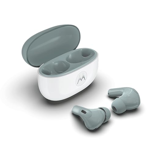Image of Motorola Moto Buds 2 True Wireless Earbuds with 55dB Dynamic ANC, 11mm+6mm Dual Drivers, Hi-Res Audio, 53H Playback, 6-Mic AI ENC Clear Calls, Bluetooth 6.0 Dual Pairing & IP54, Pantone Gray Mist