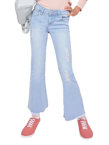 YMI Girls Sustainable Wannabettafit Frayed Flare Jeans