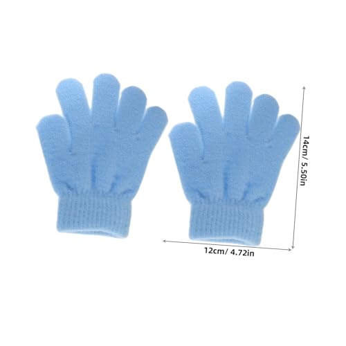 CATIEBYE Boys Winter Gloves Knit Warm Gloves for Bright Green 2 White Mittens Full Finger Mittens for Cold Weather
