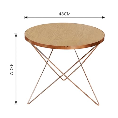 Table d'appoint JATIBOSH en bois massif avec plateau rond de style industriel épuré - 3