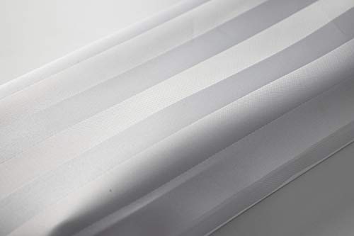 Cortina de ducha con rayas blancas de satén, tela de poliéster, lavable a máquina  ojales inoxidables, Blanco, 240 CM WIDE X 180 CM LONG