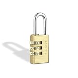 Kwikset Brass Combination Padlock, 3-Digit, 1-1/8" Body, 1" Shackle