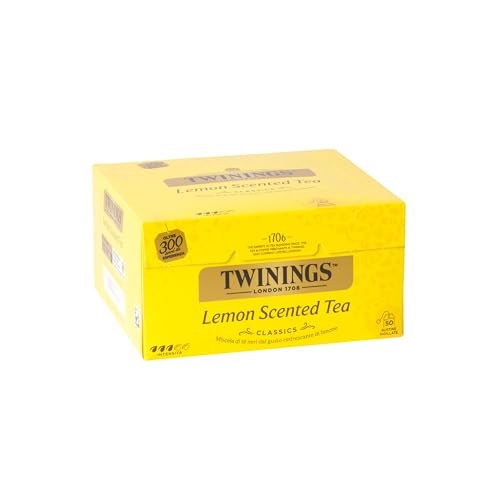 Twinings, Classic Lemon Scented Tea, Tè Classico Aromatizzato al Limone, Infusi e Tisane, 1 Confezione da 50 Filtri