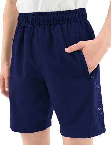 LEAO Youth Boys Athletic Running Shorts Lightweight Quick Dry Sports Workout Gym Hiking Shorts Zip Pockets UPF 50+ - Main Image