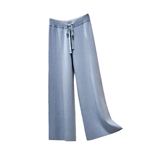 Pantalon épais large femme tricot d'hiver chaud bleu taille S