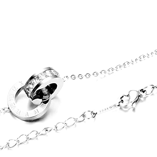 Jude Jewelers Stainless Steel Interlocking Circles Infinity Style Roman Numbers Wedding Statement Collar Necklace3