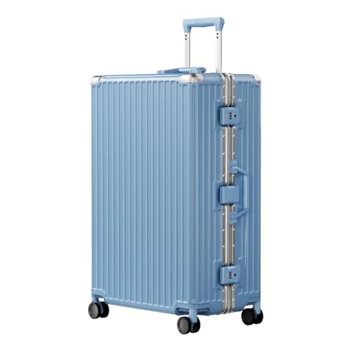Image of AnyZip Luggage PC+ABS Aluminum Frame Zipperless Checked Luggage Hard Shell Suitcase with TSA Lock Double Spinner Wheels 28 Inch Haze Blue