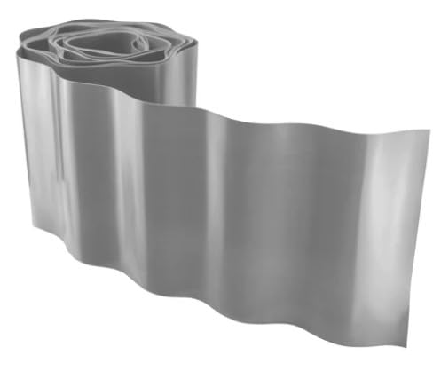 AP Supplies Wavy Plastic Garden Lawn Edging - provides a clear separation between grass, flower beds, pathways, and other landscape features. (H=10CM, L=9M, Light Gray)