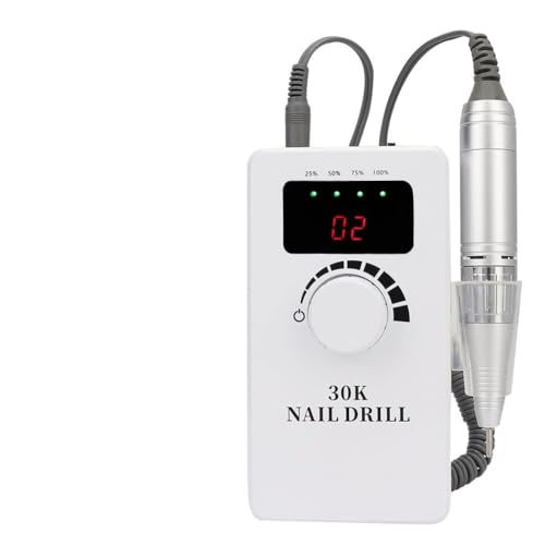 Yinhing Perceuse à Ongles électrique Professionnelle 30 000 Tr/min, Polisseuse à Ongles Portable Haute Vitesse, Tampon avec écran LCD, 6 Têtes de Polissage pour la Maison, le Salon de (Prise UE)