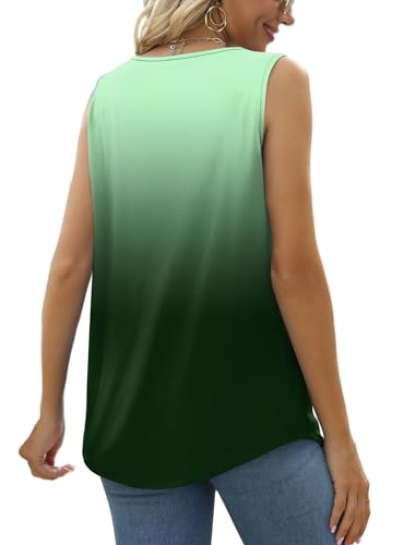 Image of Saloogoe Summer Tank Tops for Women Loose Fit Pleated Square Neck Sleeveless Tops Curved Hem Flowy