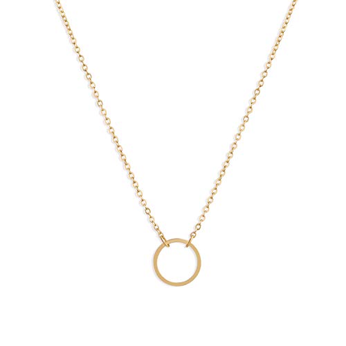 Befettly Gold Karma Necklace 14K Gold Plated Women Simple Dainty Open Circle Necklace CK11-Circle