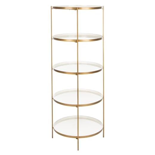 Safavieh Home Tia Contemporary White and Brass Round 5-tier Etagere Bookshelf