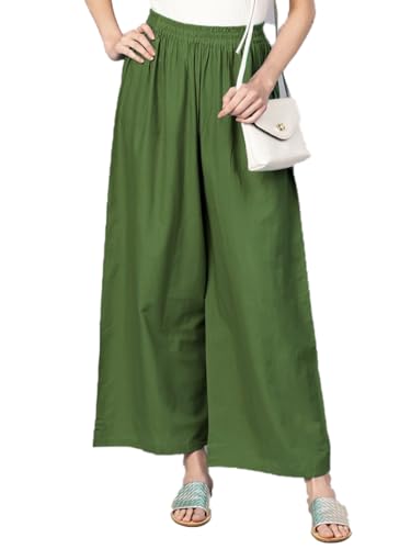 Image of Go Gazab - Stylish Women's Palazzo: Trendy Rayon Solid Color Ethnic Wear Palazzo