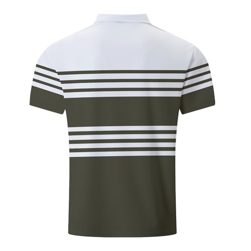 Men's Polo Shirts Color Block Stripe Lapel Button Shirt Sleeve Tops 2025 Summer Fashion Business Office Golf Tshirts4