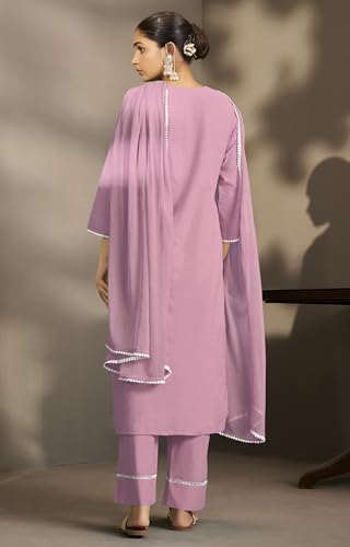 Image of DRESOUL Women Pure Cotton Schiffli Embroidered Kurta Set and Dupatta