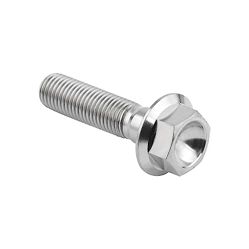 Image of Ti Screws M10 x 20 25 30 35 40 45 50 55 60 65 70 75 80 90 100mm 1.25 Pitch Titanium Flange Hex Bolt Pack of 4 (Silver, M10x40mm)
