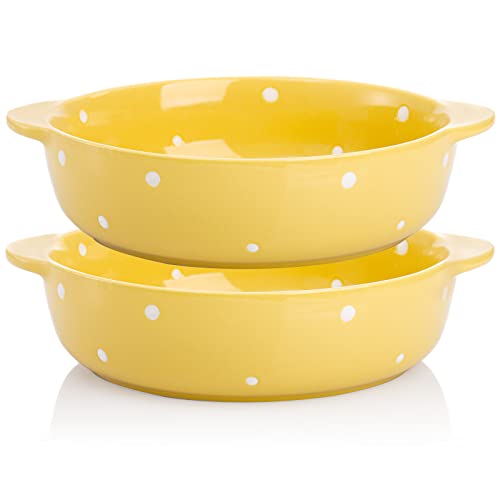 Avla 2 Pack Ceramic Baking Dish, 7.5 Inch Deep Dish Pie Pan, Roasting Lasagna Pan With Handles, Oven Safe Casserole Bakeware Dish, Round Kitchen Pie Plate For Quiche Apple Pecan Cake Dessert #TOP8