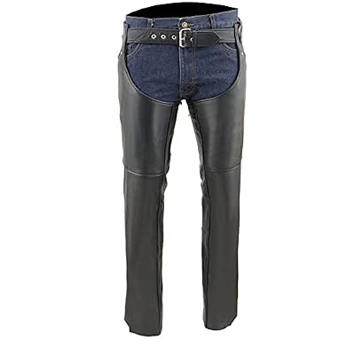 Milwaukee Leather Women's Black Premium Leather Motorcycle Rider Chaps w/Deep Hip Pockets/Back Thigh Laces-ML1173 - Medium