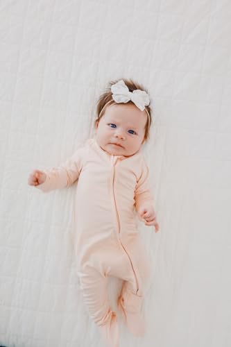 Image of Copper Pearl Zip-Up Footie Baby Pajamas - Soft Newborn Onesies for Boys & Girls, Tag-Free with Two-Way Zipper Baby Sleepers for Newborn - 24 Months, Blush
