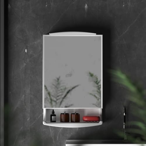 Image of Lucios Stainless Steel Bathroom Cabinet with Mirror, Wall Mounted Medicine Cabinet for Bathroom Storage, Rustproof & Waterproof Design, Adjustable Shelves (Plastic, 12 * 21 Inch)