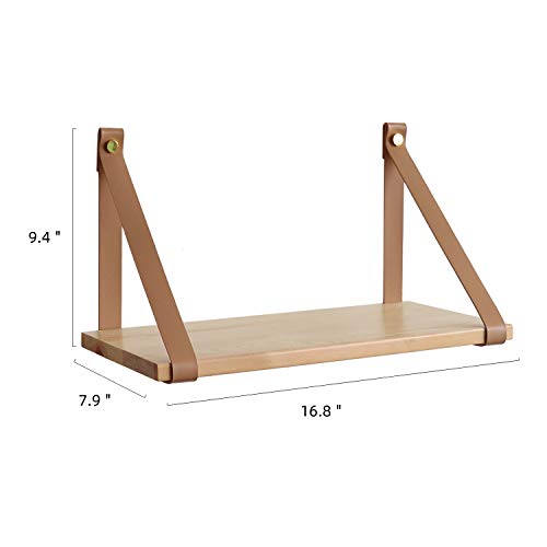 Friade Pu Leather Strap Shelves,Wall Floating Shelf, Storage Rack For Kitchen,Living Room,Bedroom,Study,Set Of 2 #TOP5