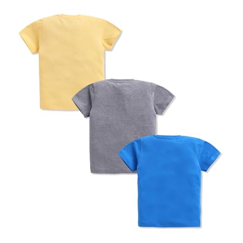 Image of Amazon Brand - Jam & Honey Boys Half Sleeve Graphic Printed T-Shirt | Round Neck | Regular Fit | Cartoon Characters (Available from 4-8 Years) (Pack of 3)