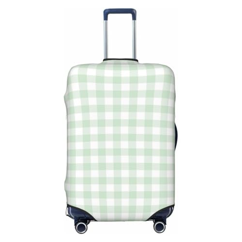Travel Luggage Covers - Light green white Checkered Elasticity Suitcase Covers Protector for Luggage 18-32 Inch