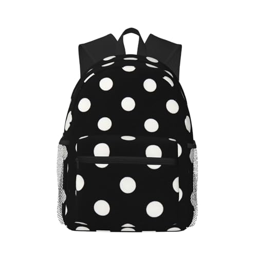 Zaino da viaggio con stampa a pois in bianco nero da donna zaino da per computer portatile casual nero taglia unica nero Nero