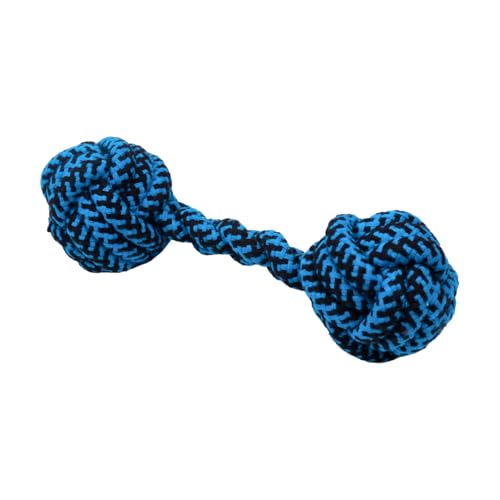 Image of Knotted Dumbbell Rope for Dogs and Pets |Durable Chew Cotton Knotted Dumbbell Shape Tug Rope Toy |Chewing and Teething for Dogs and Puppies Woven Rope Dog Toy, 23 cm (Blue)