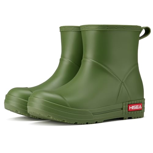 HISEA Women's Short Chelsea Boots Ankle Rubber Rain Boots for Garden Waterproof