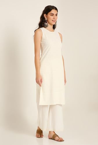 Image of SHOPPING QUEEN Women's Rayon Chikankari Lucknowi Kurta Palazzo with Dupatta Set