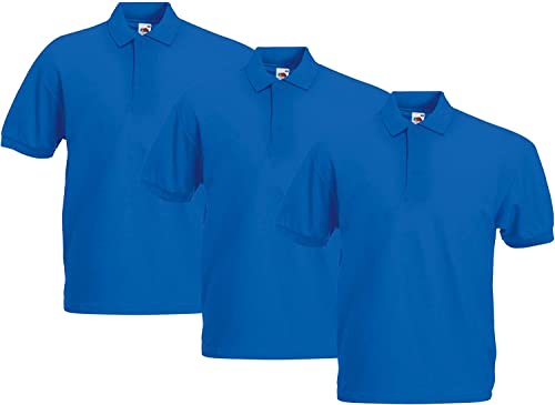 Fruit of the Loom 63-402-0 Camisa de Polo, Royal, XL (Pack de 3) para Hombre
