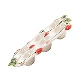 BESPORTBLE Stapelsicherer Eierhalter aus Unterglasurkeramik mit 6 Fächern und Erdbeermotiv Platzsparende Eierablage für Kühlschrank und Küchenarbeitsplatte