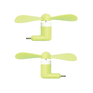 USB Type C Mini Fan Pack of 2 for Mobile Phone Portable Flexible Cooling Fan Compact Pocket Travel Gadget for Android Smartphones OTG Plug & Play Silent Personal Cooling Fan Green Color